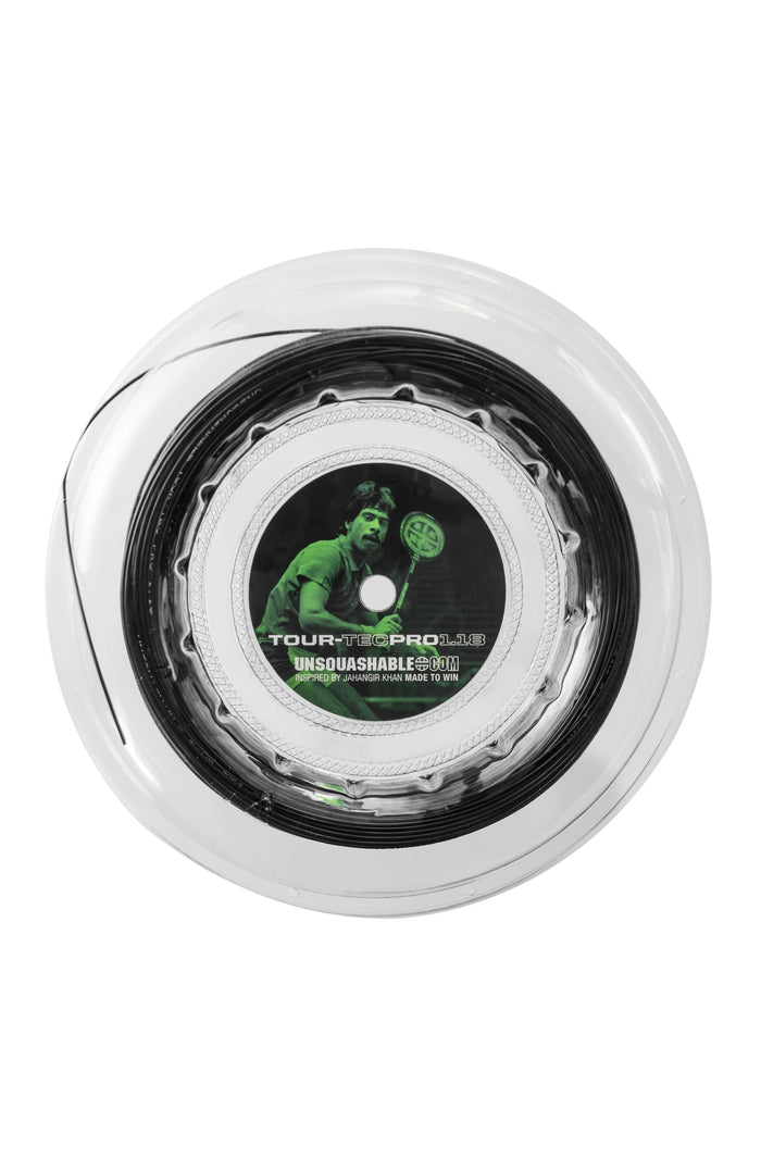 UNSQUASHABLE TOUR-TEC PRO 1.18 Black Squash String - 100M Reel